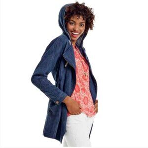 Cabi Adventure Anorak Hooded Cotton Jacket Style 5100 Indigo Blue Sz S